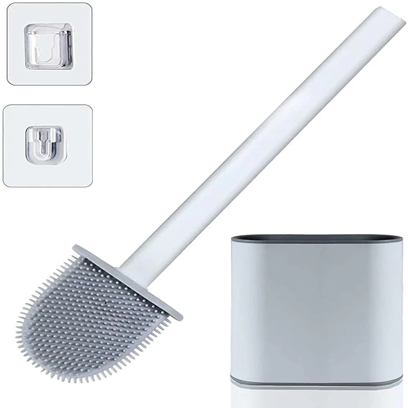 Silicon Toilet Brush with Slim Holder