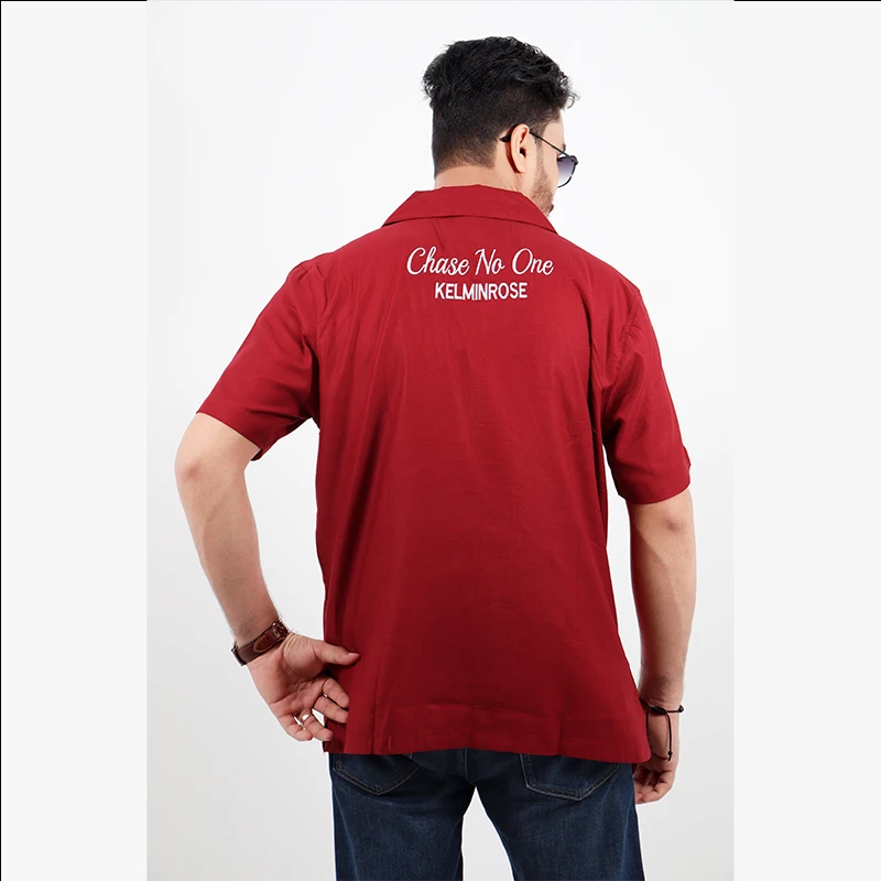 Cuban Premium Shirt Relax Fit Maroon