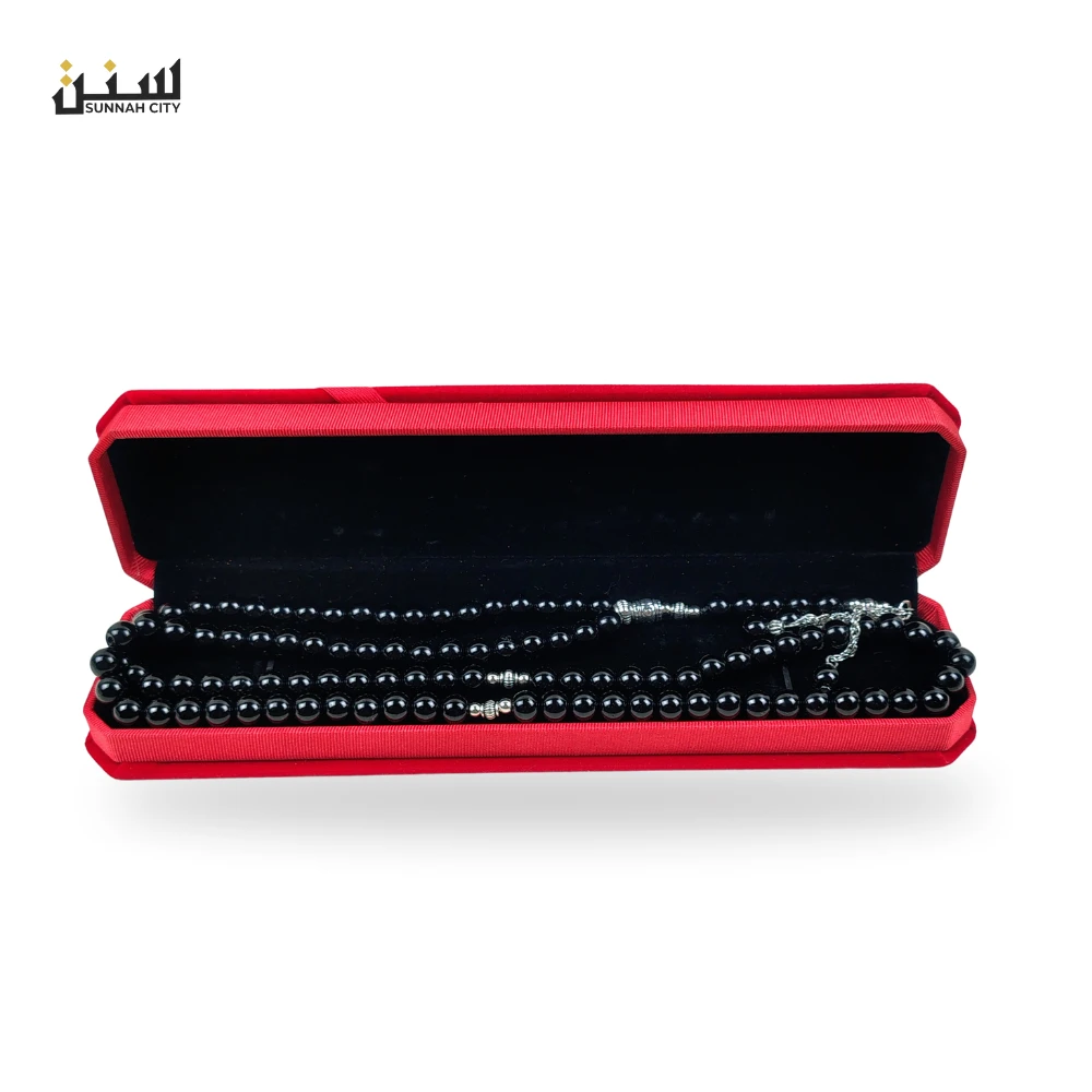 Tiger Aqeeq Black Stone Tasbih (99 Beads) – Premium Islamic Tasbih for Gift