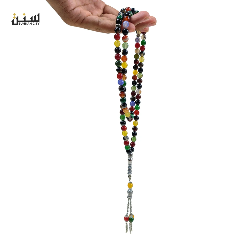Multi-Color Natural Stone Tasbih (99 Beads) – Premium Tasbih for Gift & Prayer