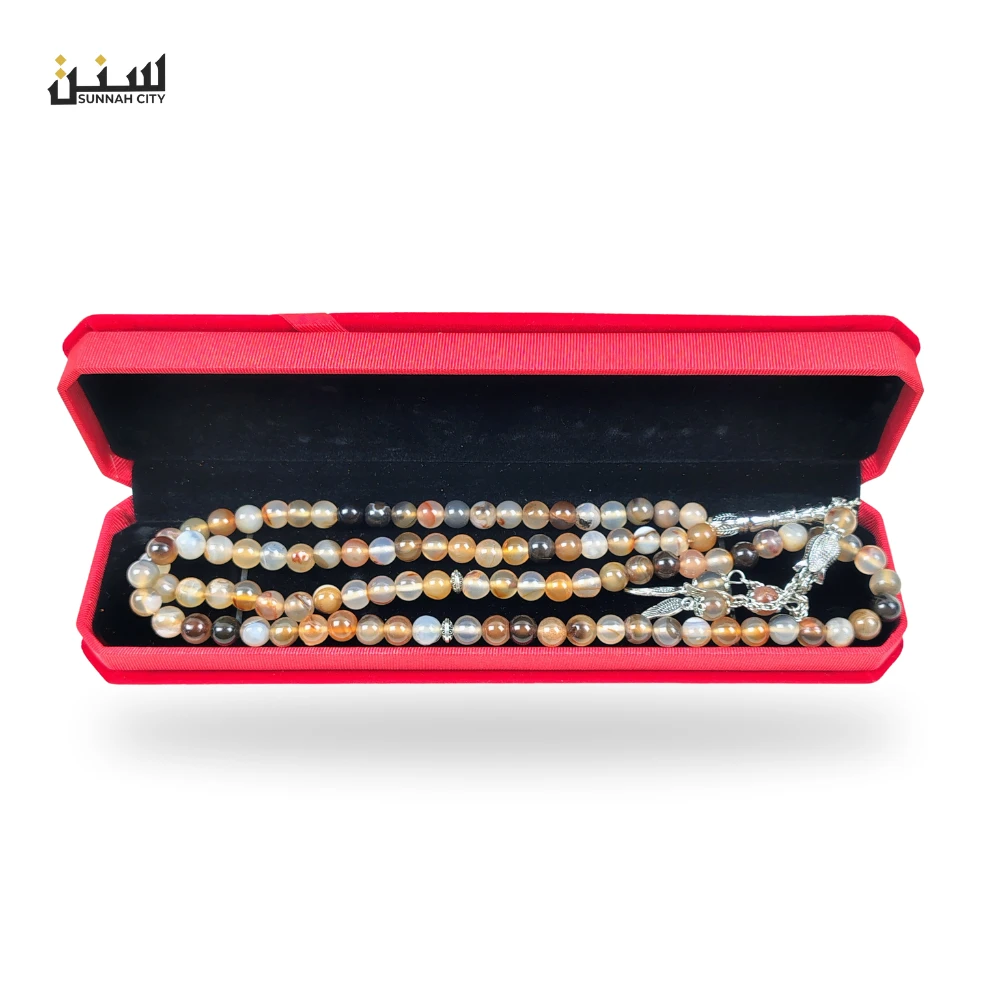 Golden Brown Natural Stone Tasbih (99 Beads) – Premium Tasbih for Gift & Prayer