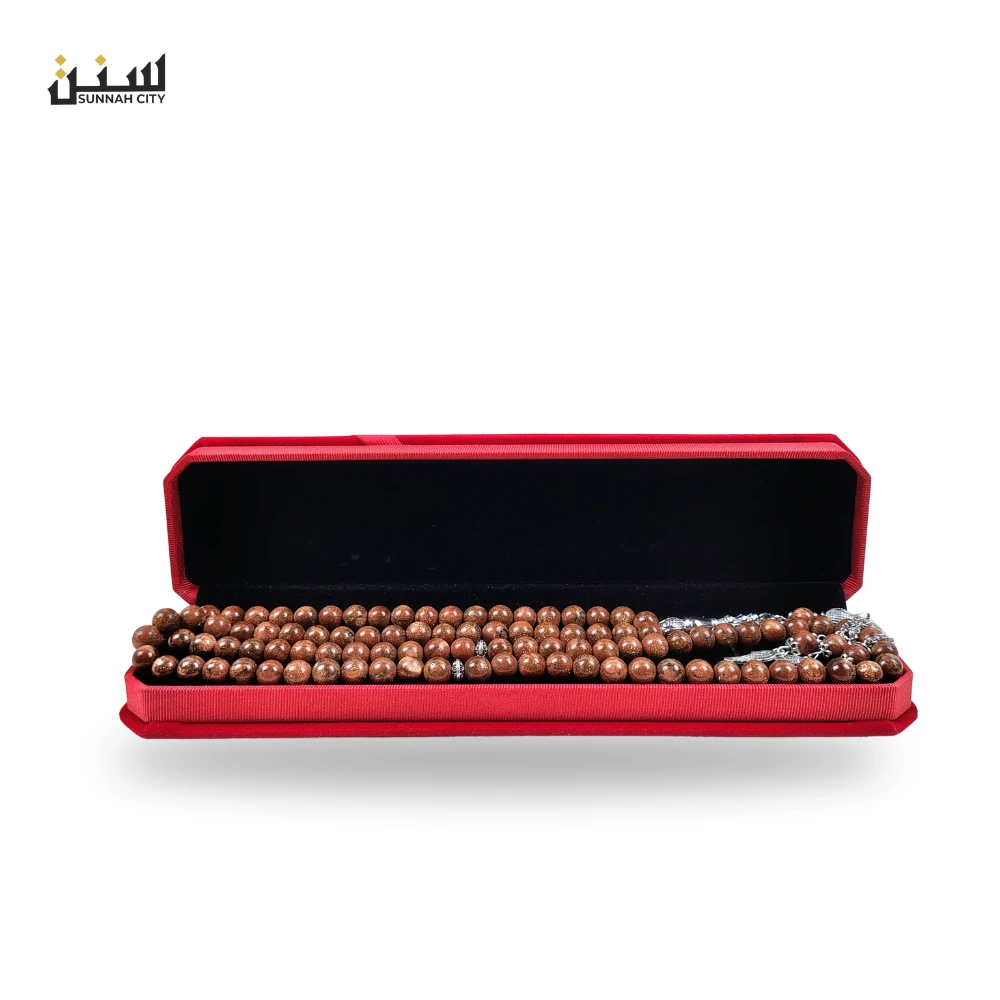Brown Solemani Aqeeq Natural Stone Tasbih (99 Beads) – Premium Islamic Prayer Beads