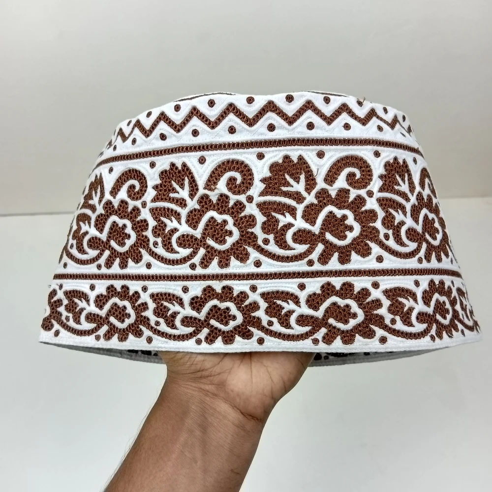 Dark Brown Omani Handmade Tupi | Size 58