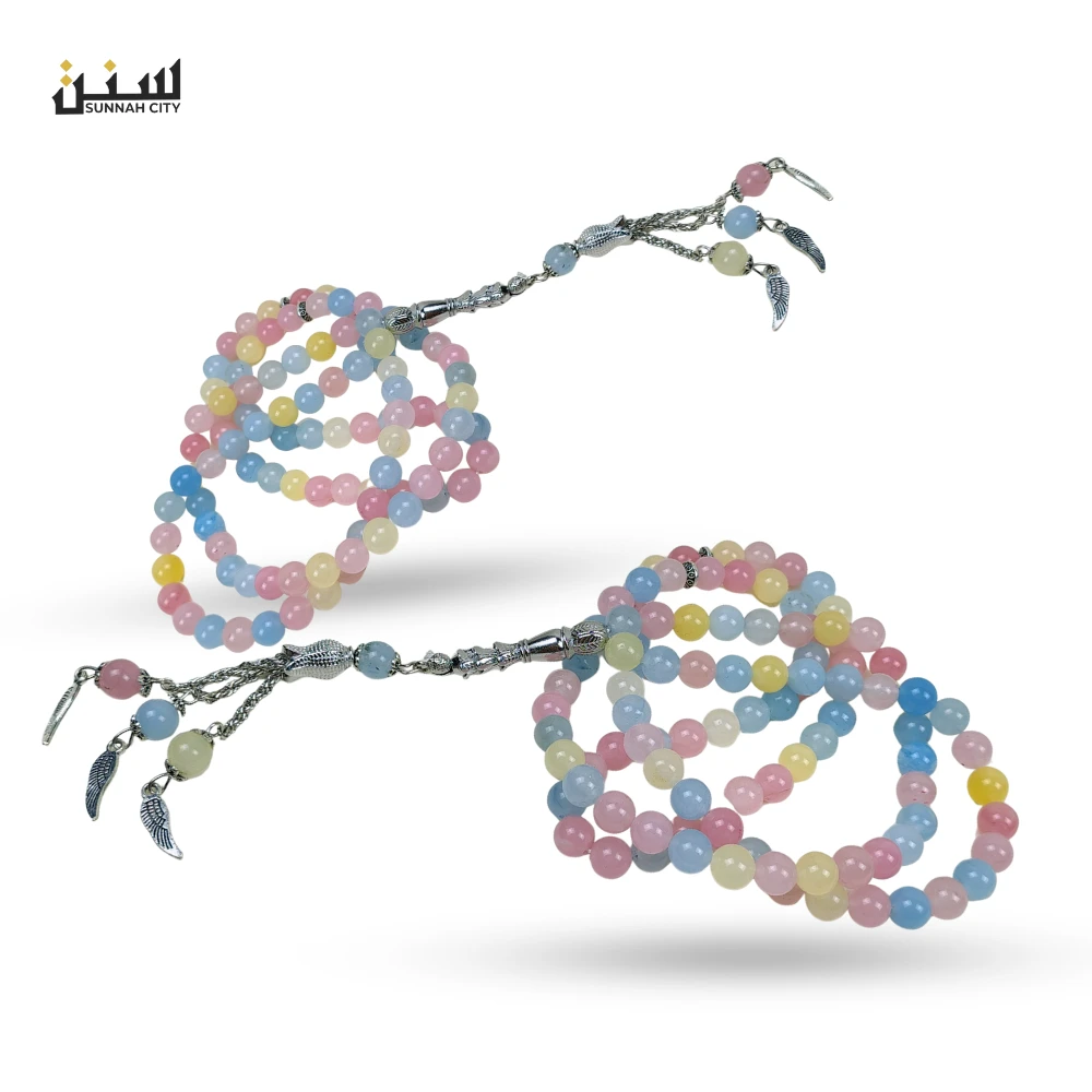Pastel Multi-Color Natural Stone Tasbih (99 Beads) – Elegant Tasbih for Gift