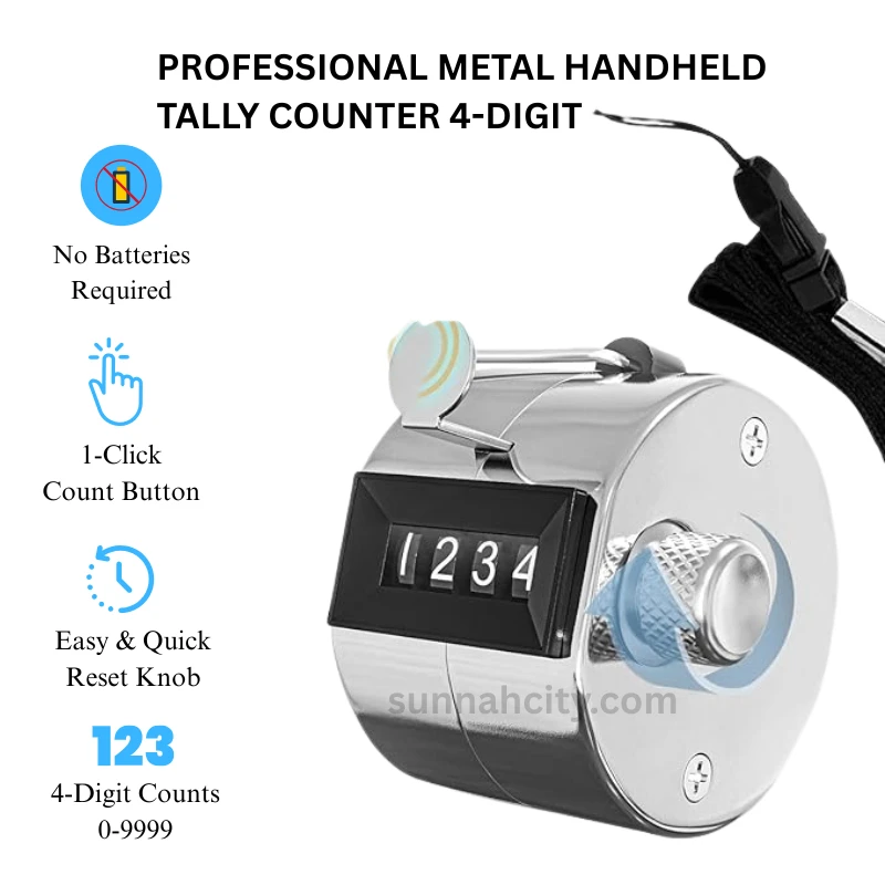 Metal Digital Tasbeeh Counter | 4-Digit Mechanical Zikr Clicker