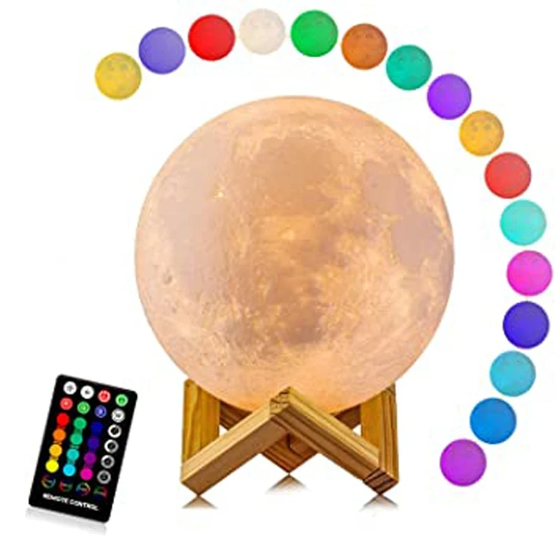 Remote control Moon Light with Wood Stand & Touching