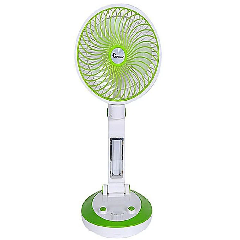 Supermoon Rechargeable Folding Table Fan with Light SM 6610 - Green and White