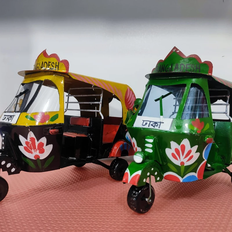 Hand Painted Metal Miniature Replica Baby Taxi