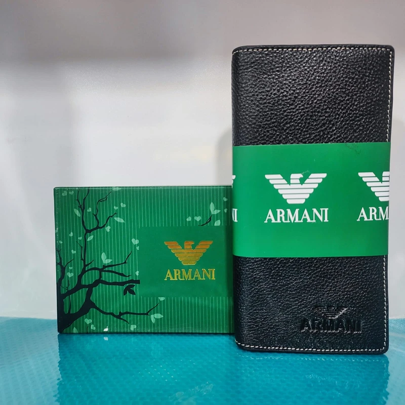 ARMANI Genuine Black Lather Mobile Wallet