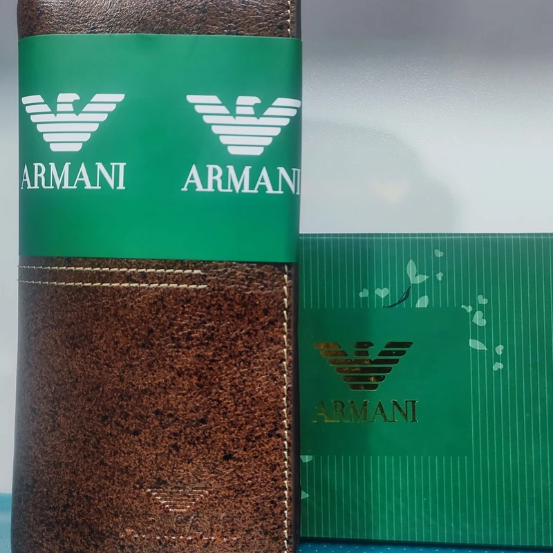 ARMANI Genuine Black Lather Mobile Wallet - Image 3