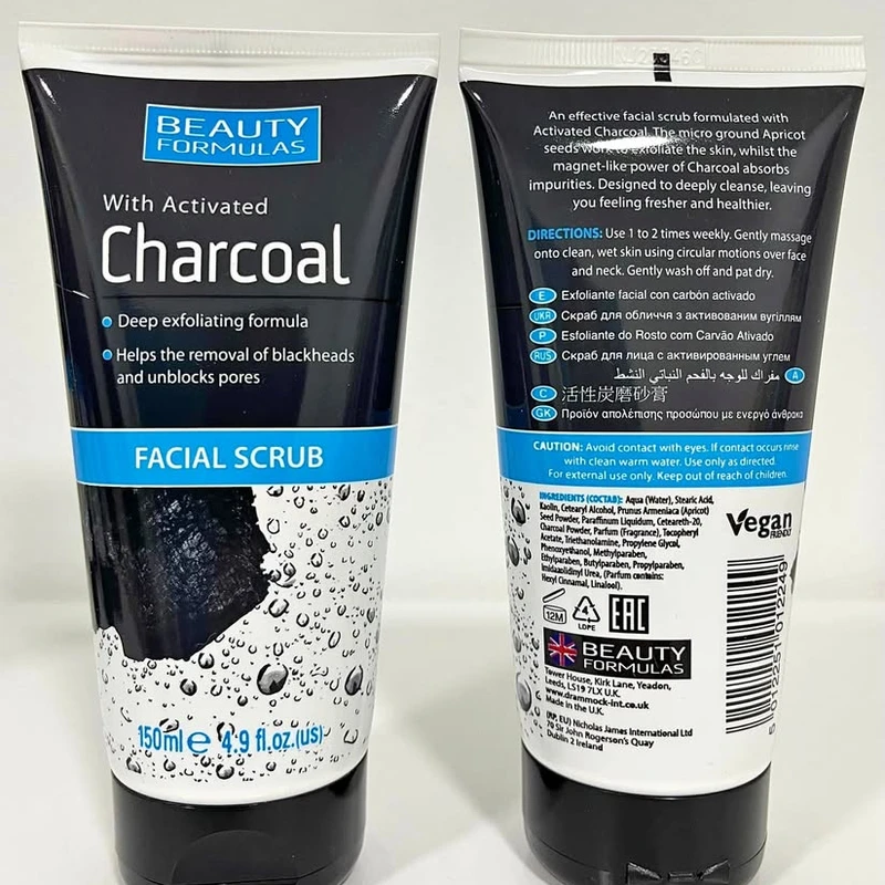 Beauty Formulas Charcoal Facial Scrub 150 ml - Image 3