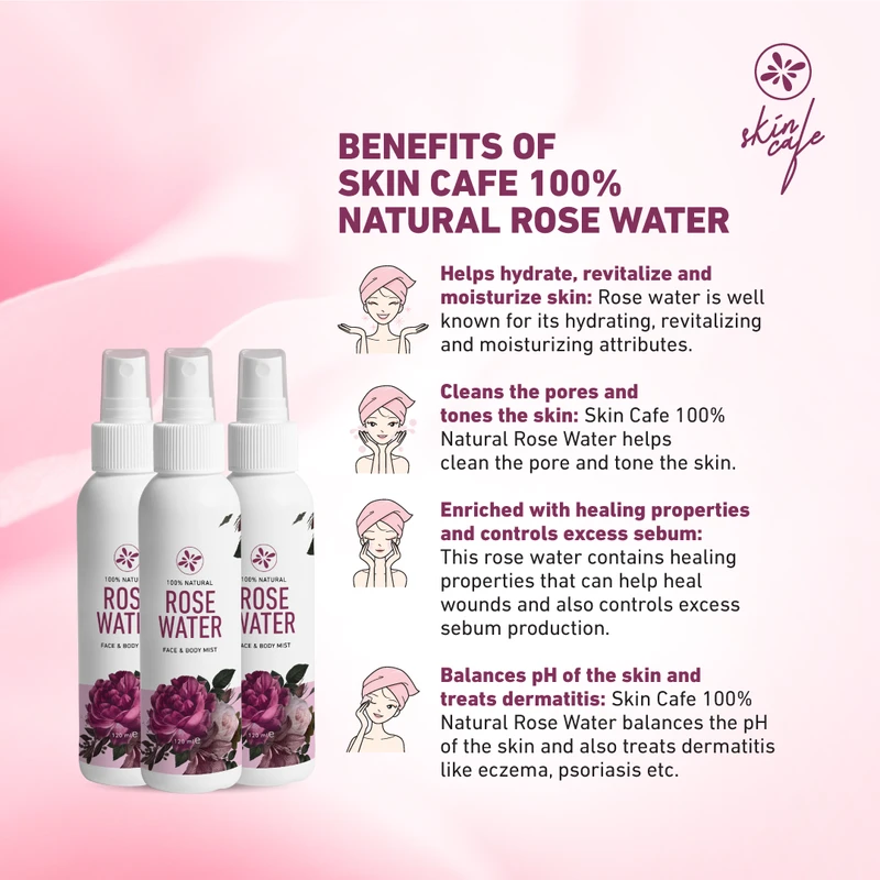 Skin Cafe 100% Natural Rose Water Face And Body Mist - Image 3