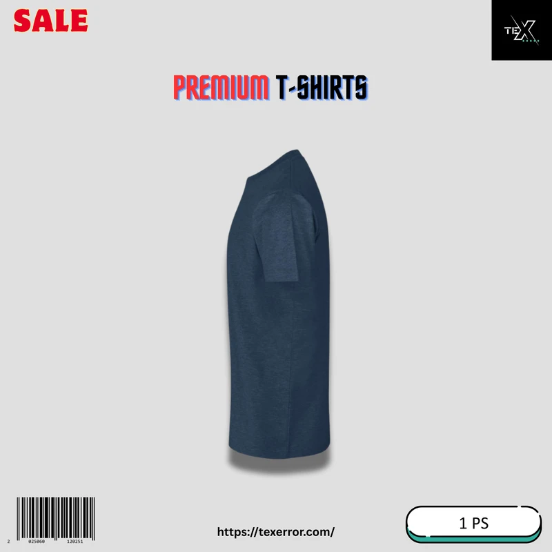 Men's Premium Basic T-shirt : Blue Melange - Thumbnail 3