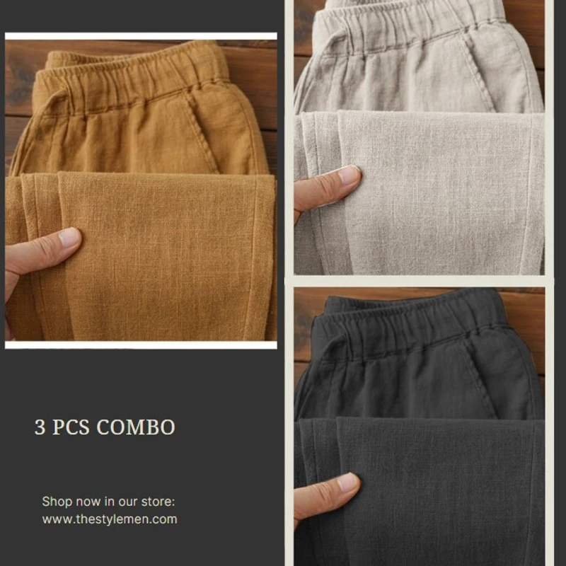 3 PCS New Best Quality Remi Cotton Trouser For Men