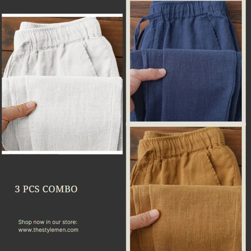 3 PCS New Best Quality Remi Cotton Trouser For Men