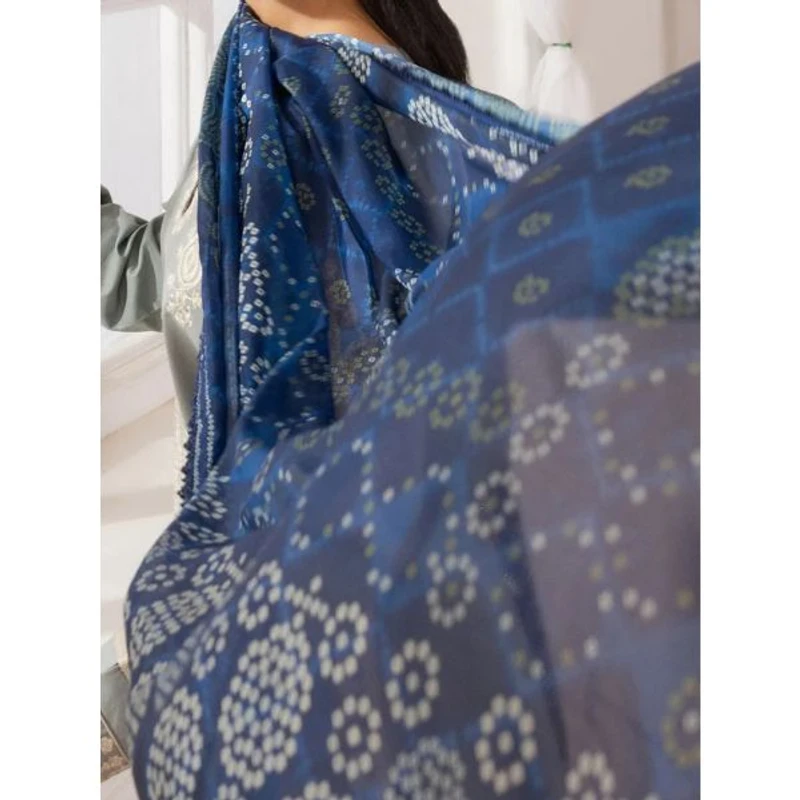 MOHAGNI-3PC LAWN EMBROIDERED SHIRT WITH MONARK PRINTED DUPATTA AND TROUSER | The Velvet Closet - Image 4