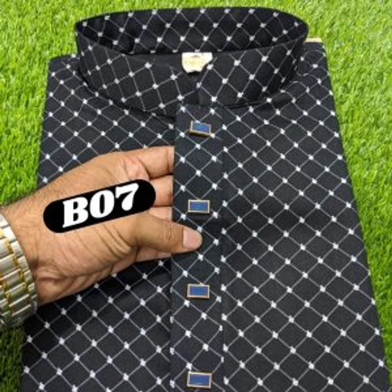 স্টেপ ডিজাইন পাঞ্জাবি কালো - Image 4