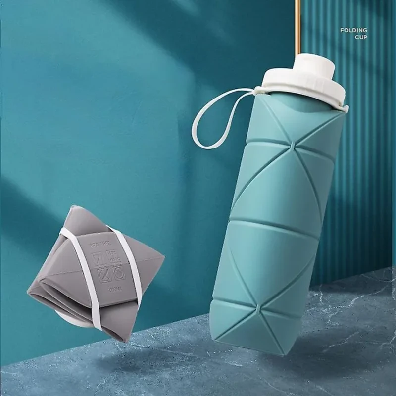 Portable Silicone Folding Water Bottle 600ml - Image 3
