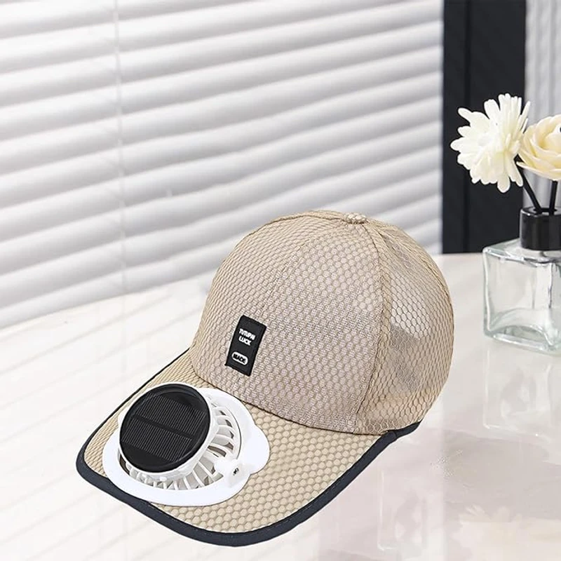 Sun Hat with Fan - Solar + USB Rechargeable Fan Cap