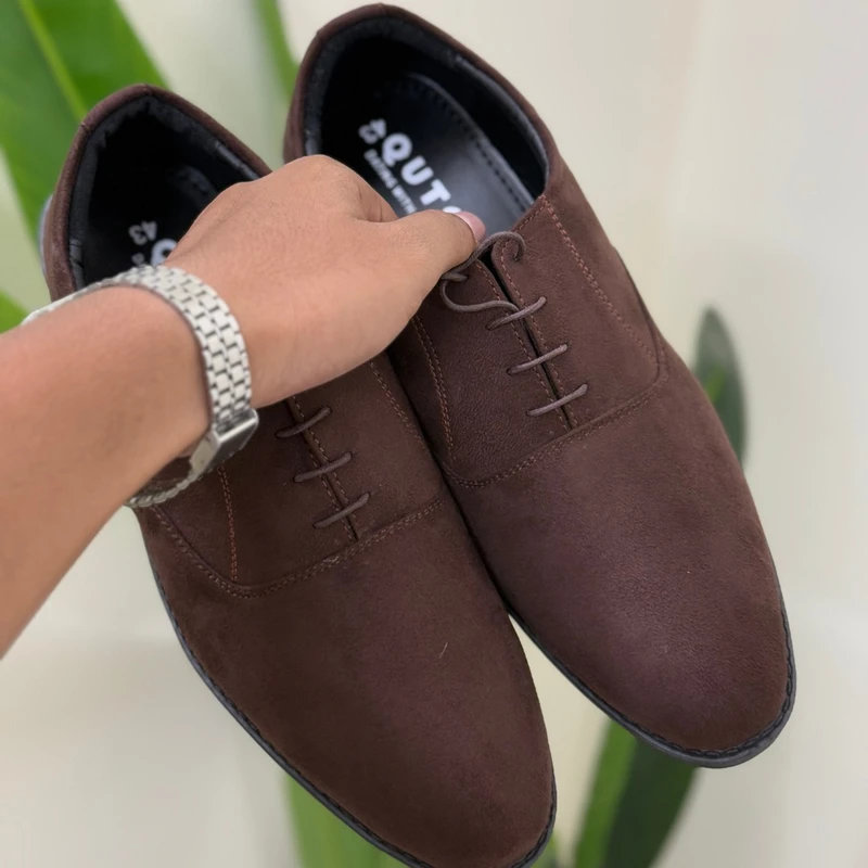 Original Suede Leather Derby Shoes - Thumbnail 3