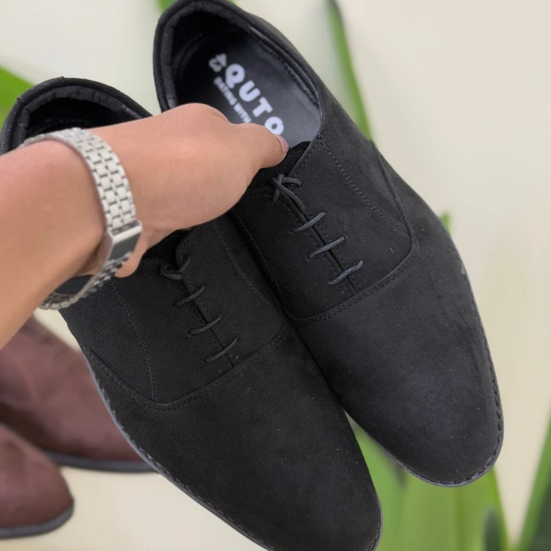 Original Suede Leather Derby Shoes - Thumbnail 4