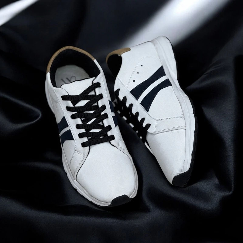 Uneakers Men's Premium Sneakers Double Step White - Thumbnail 3