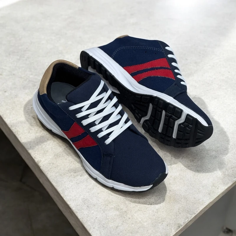 Uneakers Men's Premium Sneakers Double Step Red - Thumbnail 3