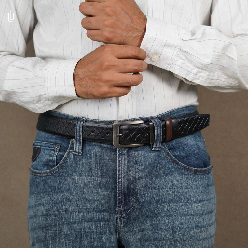 Axel Cross Line Pattern Belt – Dual Tone Moving Brockless - Image 3