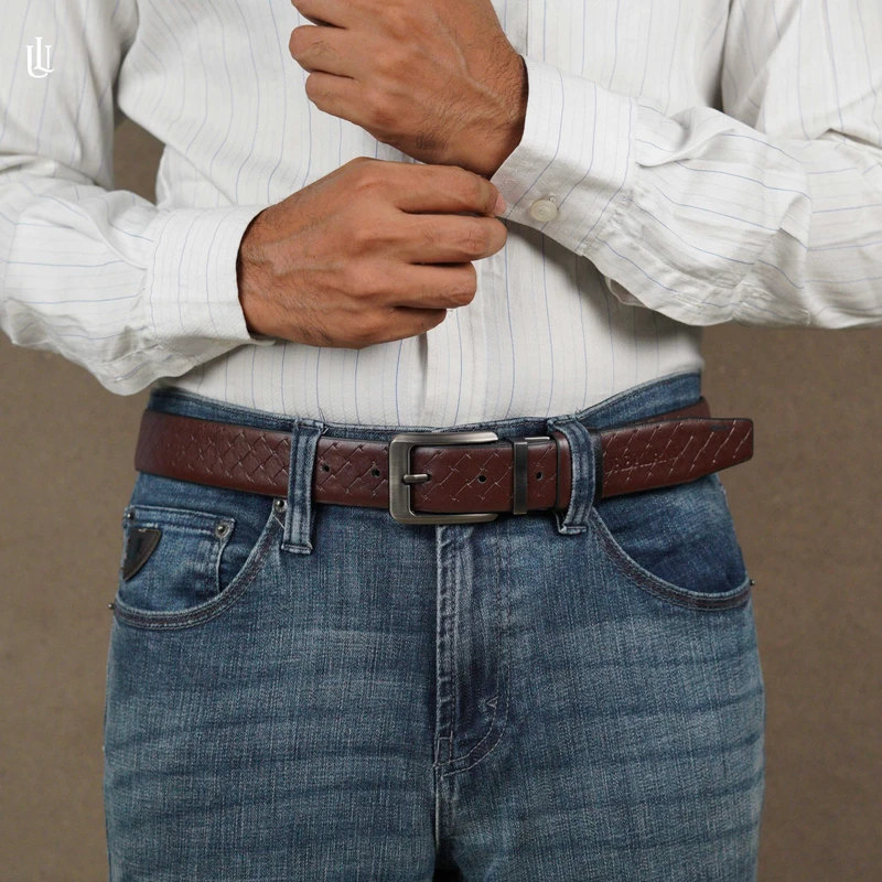 Axel Cross Line Pattern Belt – Dual Tone Moving Brockless - Image 4