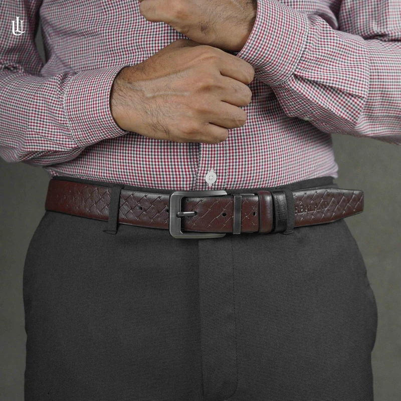 Axel Cross Line Pattern Belt – Dual Tone Moving Brockless - Image 6