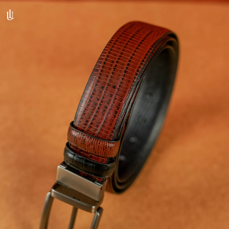 Axel Lizard Pattern Belt – Dual Tone Moving Brockless - Image 4