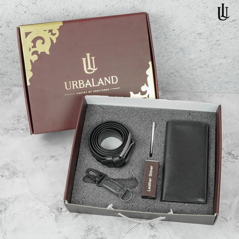 Combo 108 – কালো | Long Wallet+Belt+Keyring