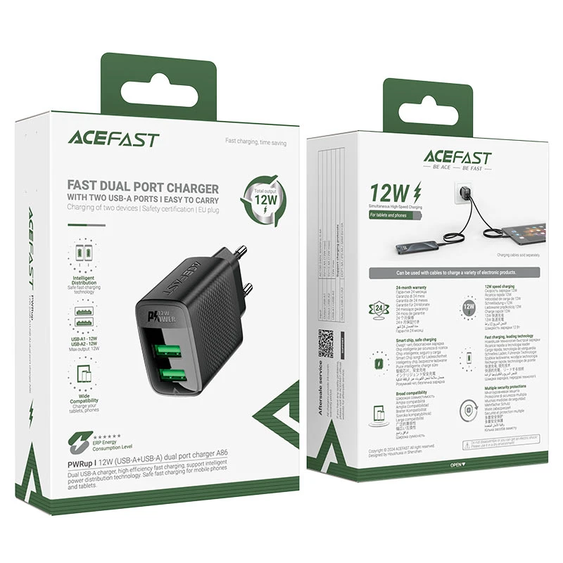 A86 12W (USB-A+USB-A) dual port charger (EU) - Thumbnail 8