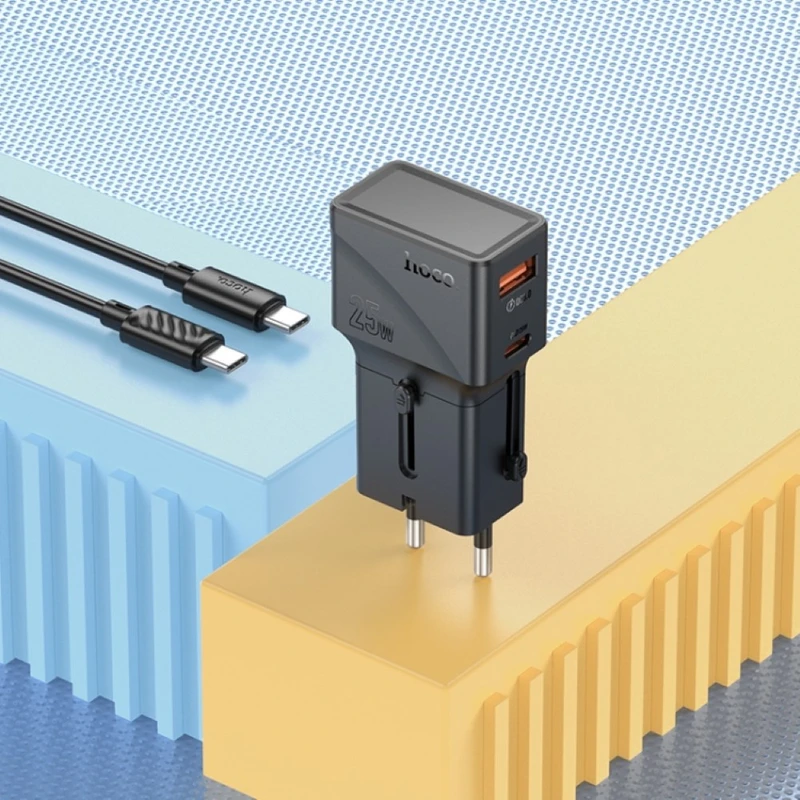 AC24 Mini PD25W+QC3.0 universal travel charger set(C to C) - Thumbnail 5