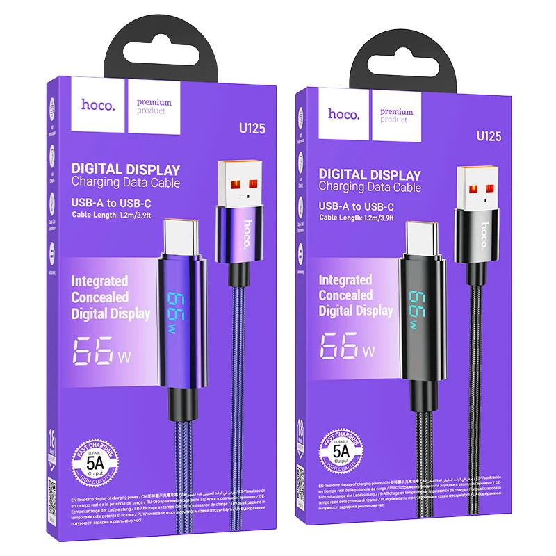 U125 Benefit 5A charging data cable with display Type-C - Thumbnail 8