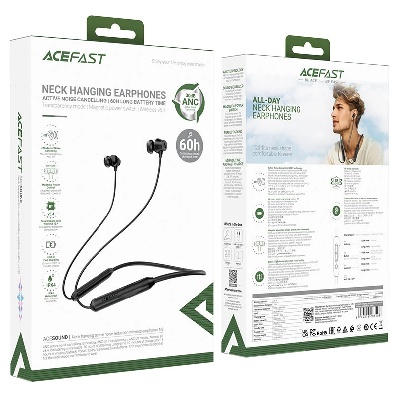 N3 neck hanging active noise reduction wireless earphones - Thumbnail 7