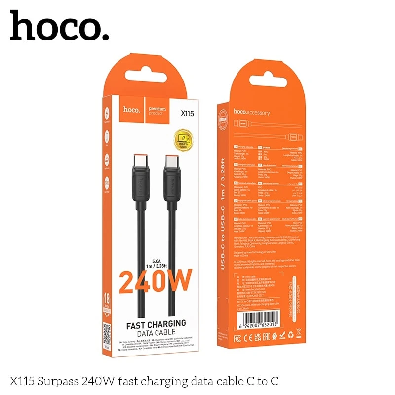 X115 Surpass 240W fast charging data cable C to C - Thumbnail 3