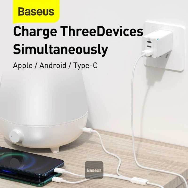 Baseus Superior Series Fast Charging Data Cable USB to M+L+C 3.5A 1.5M - White - Thumbnail 6