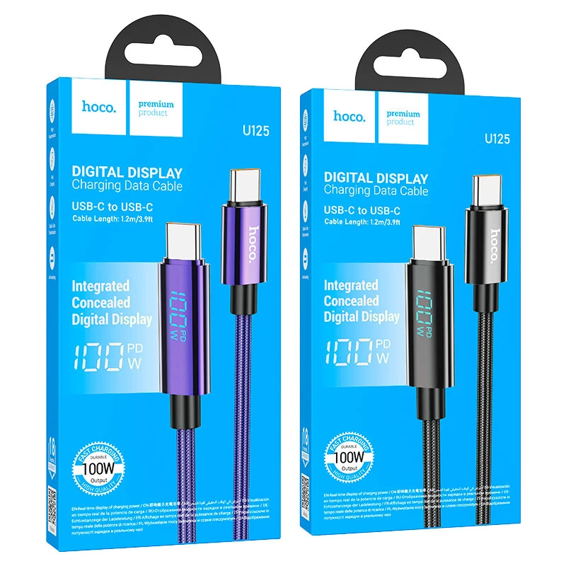 U125 Benefit 100W charging data cable with display Type-C to Type-C - Thumbnail 8