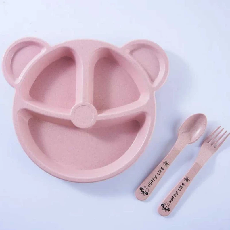 বাচ্চাদের বাটি চামচ কাঁটাচামচ খাওয়ানো খাবার টেবিলওয়্যার সেট