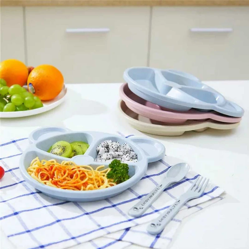 বাচ্চাদের বাটি চামচ কাঁটাচামচ খাওয়ানো খাবার টেবিলওয়্যার সেট - Image 3