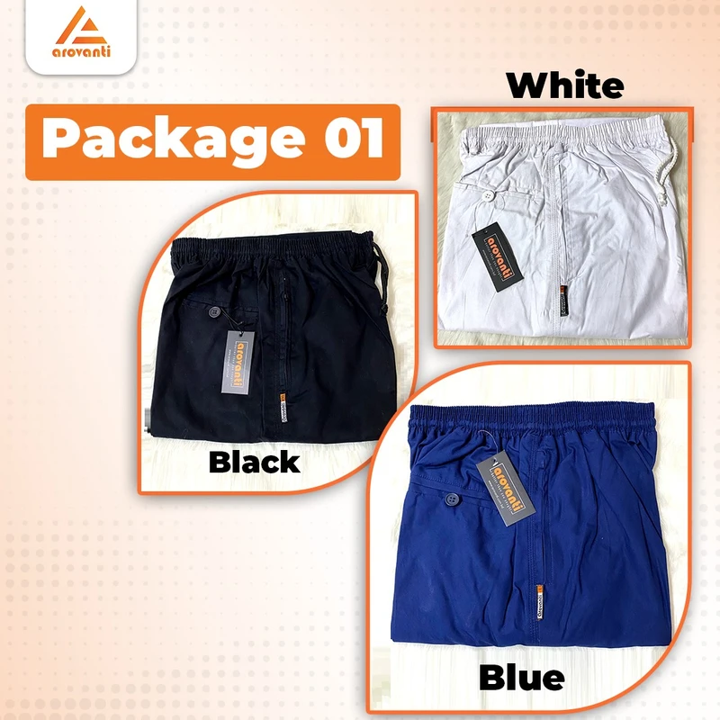 Solid Color Trousers 3pcs Combo