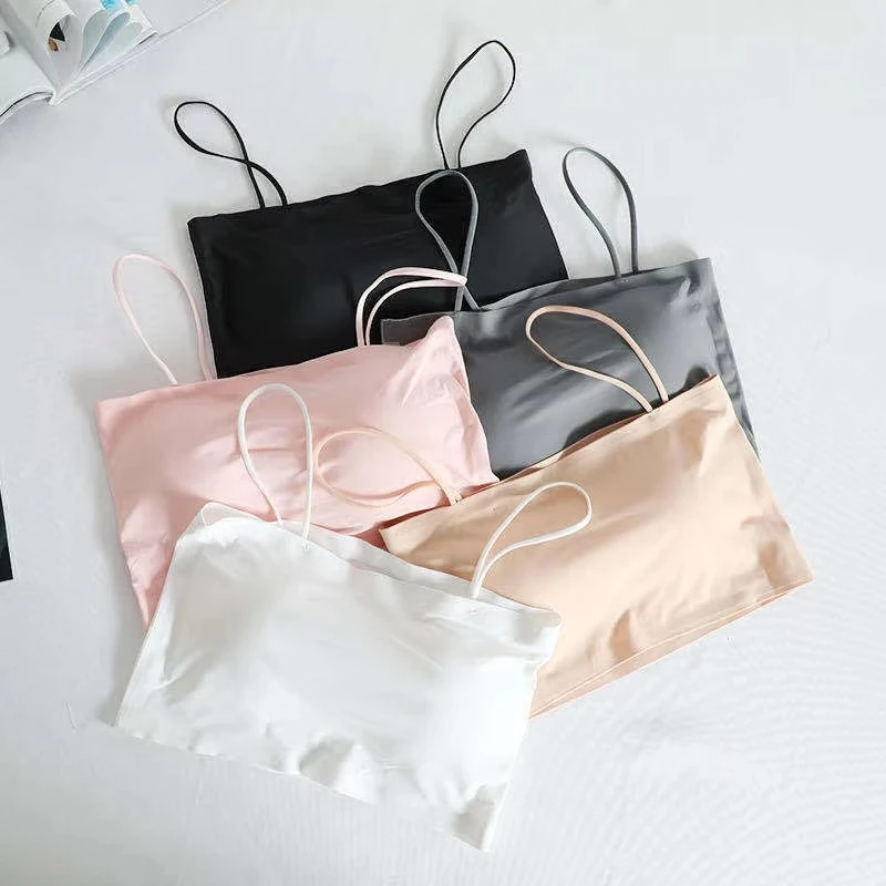 Ice Silk Crop Tops For Women Soft No Wire One-Piece Brassiere Seamless Beauty Bra Summer Wrap Chest Female Lingberries Bandeau Top