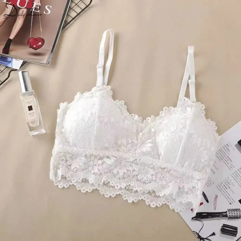 Fashion Women Lace Flower Bras Top Comfortable Bralette Solid Color Sexy Underwear Vest Seamless Bra - Image 5