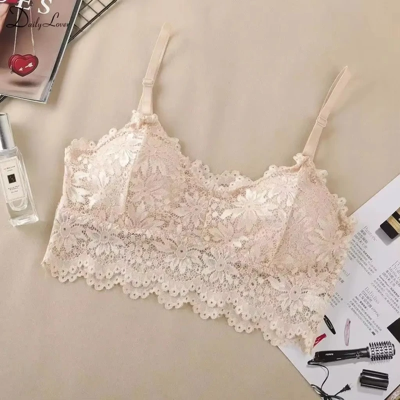 Fashion Women Lace Flower Bras Top Comfortable Bralette Solid Color Sexy Underwear Vest Seamless Bra - Image 6