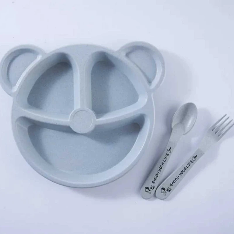 বাচ্চাদের বাটি চামচ কাঁটাচামচ খাওয়ানো খাবার টেবিলওয়্যার সেট
