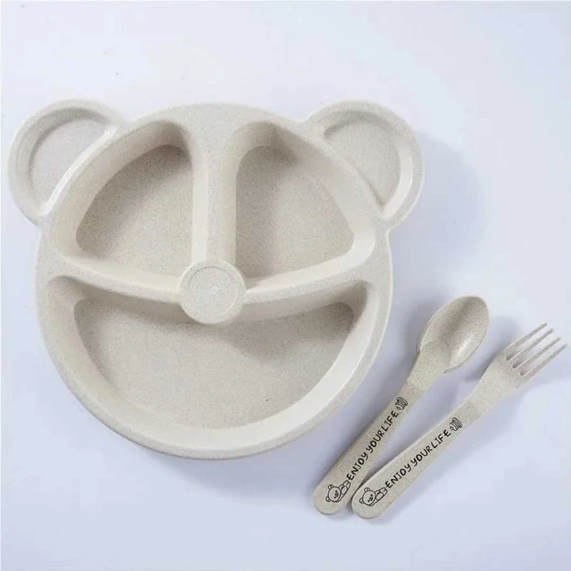 বাচ্চাদের বাটি চামচ কাঁটাচামচ খাওয়ানো খাবার টেবিলওয়্যার সেট