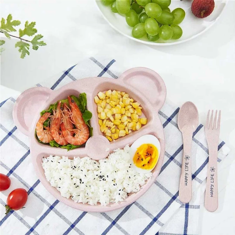 বাচ্চাদের বাটি চামচ কাঁটাচামচ খাওয়ানো খাবার টেবিলওয়্যার সেট - Image 4