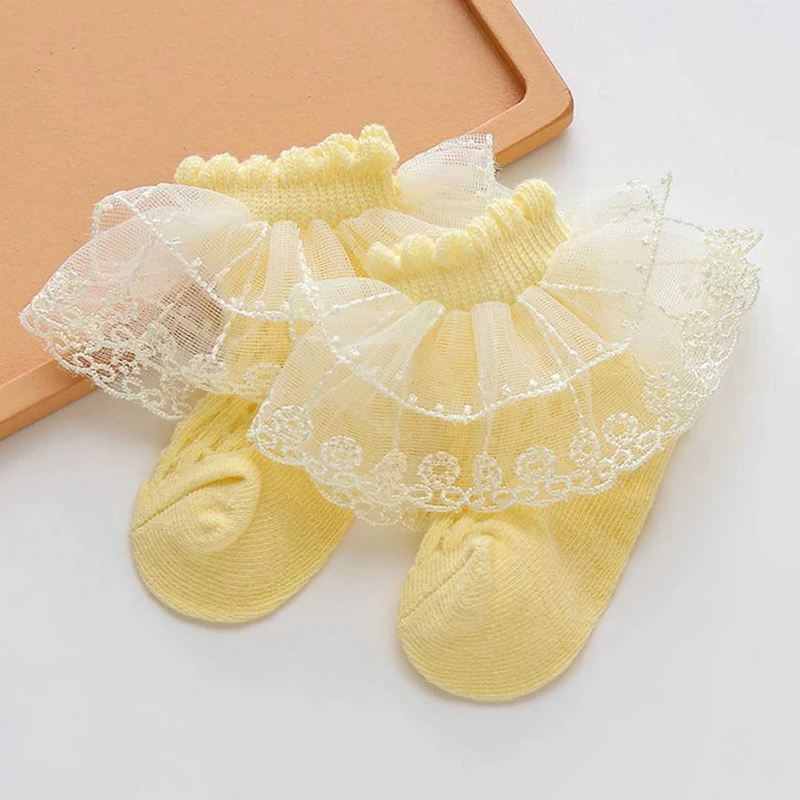 Baby Girls Socks Double Layered Lace Socks ০-১২মাস ফ্রি সাইজ