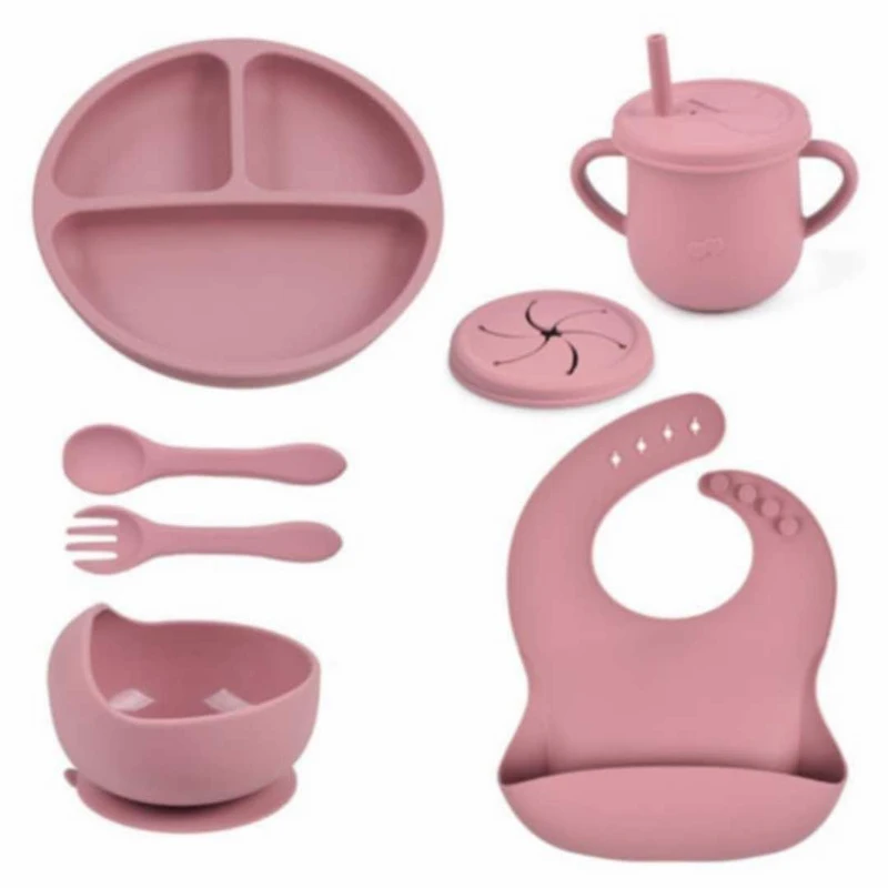 Silicone Dinner Set with Children's Eating Bib
